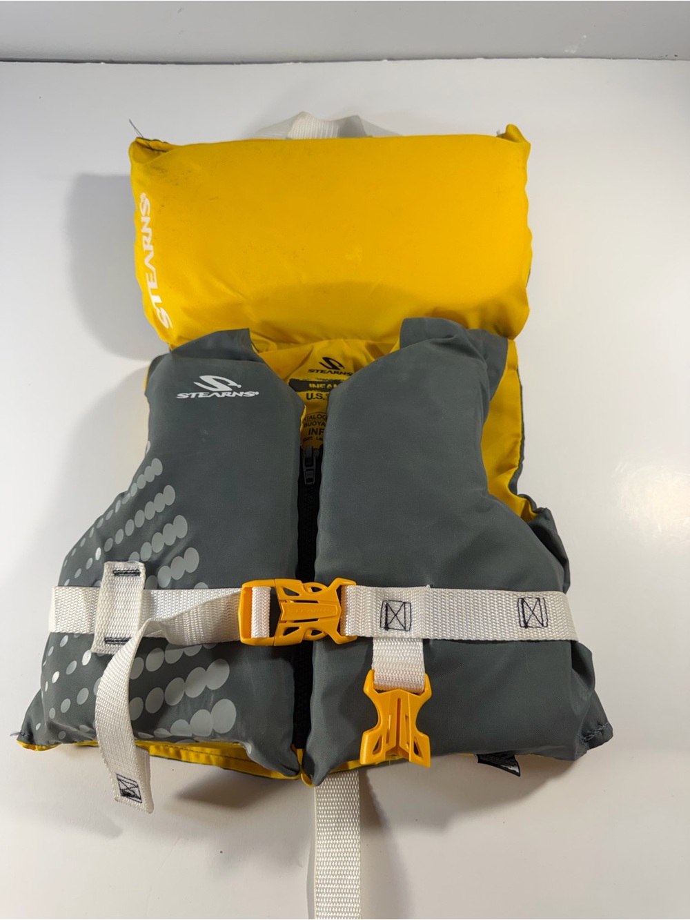 Stearns Infant Life Jacket With Head Support Float Yellow/Gray Model 152-11
